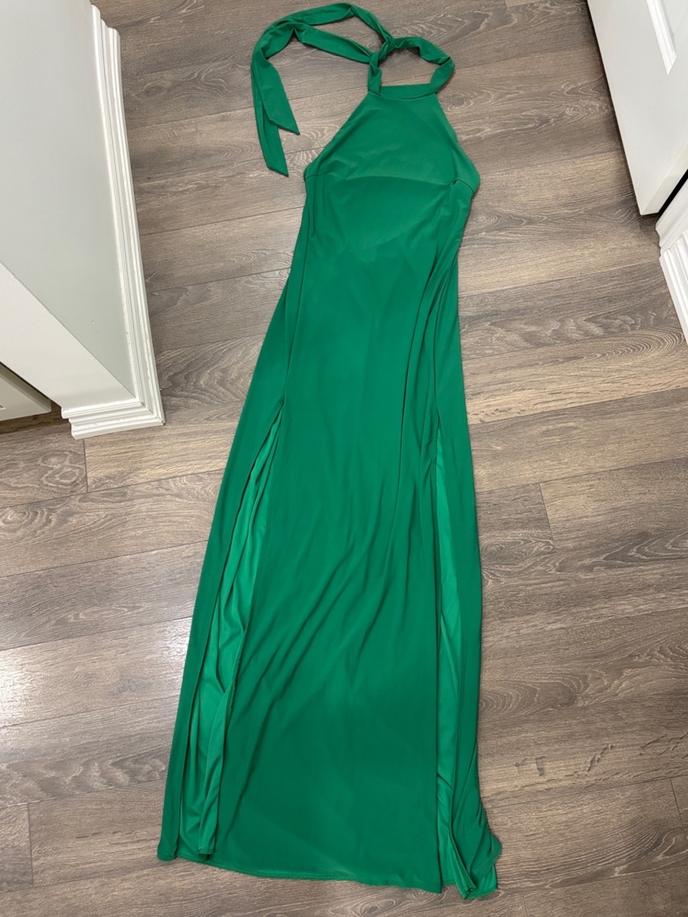 Fashion Nova Emerald Green Halter Maxi Dress
